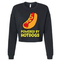 Powered By Hotdogs Funny Hotdog Cropped Pullover Crew