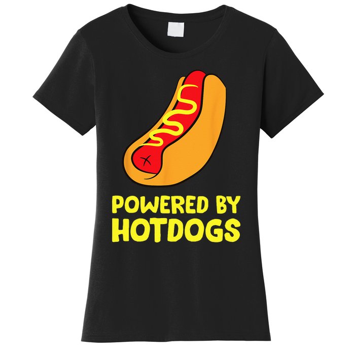 Powered By Hotdogs Funny Hotdog Women's T-Shirt