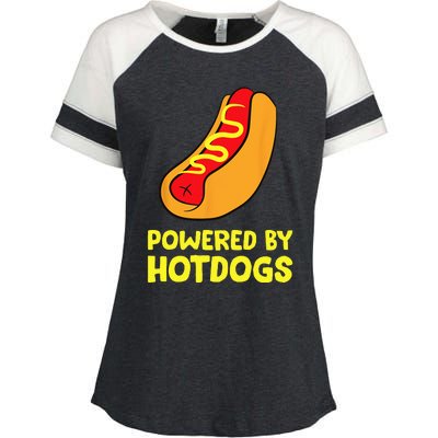 Powered By Hotdogs Funny Hotdog Enza Ladies Jersey Colorblock Tee