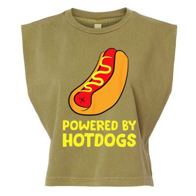 Powered By Hotdogs Funny Hotdog Garment-Dyed Women's Muscle Tee