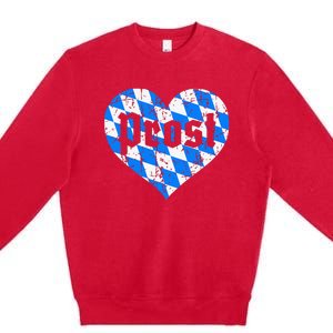 Prost Bavarian Heart Bayern Cute Oktoberfest Premium Crewneck Sweatshirt