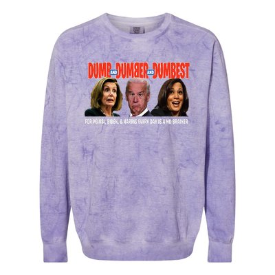 Pelosi Biden Harris Are Dumb & Dumber & Dumbest Colorblast Crewneck Sweatshirt