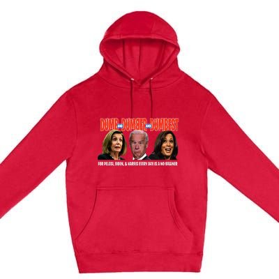 Pelosi Biden Harris Are Dumb & Dumber & Dumbest Premium Pullover Hoodie