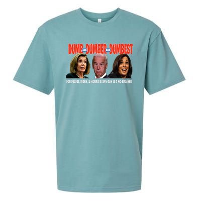 Pelosi Biden Harris Are Dumb & Dumber & Dumbest Sueded Cloud Jersey T-Shirt