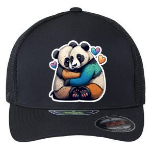 Panda Bear Hugs Love Flexfit Unipanel Trucker Cap