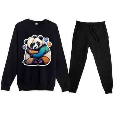 Panda Bear Hugs Love Premium Crewneck Sweatsuit Set