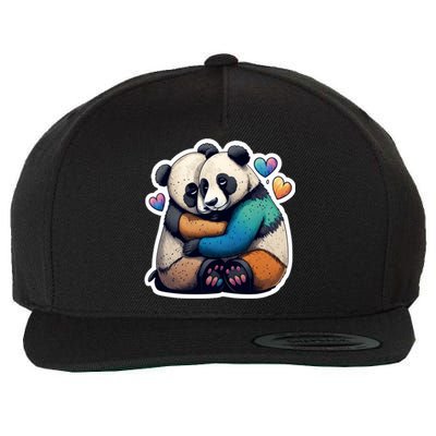 Panda Bear Hugs Love Wool Snapback Cap