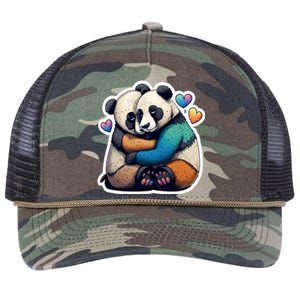 Panda Bear Hugs Love Retro Rope Trucker Hat Cap