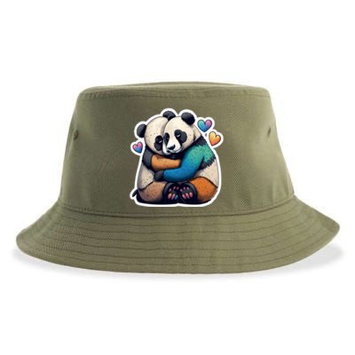 Panda Bear Hugs Love Sustainable Bucket Hat