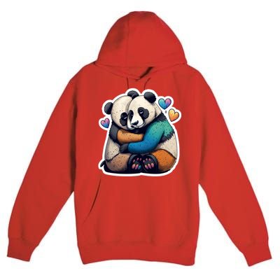 Panda Bear Hugs Love Premium Pullover Hoodie