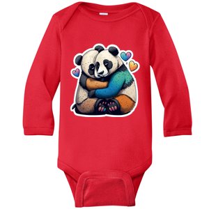 Panda Bear Hugs Love Baby Long Sleeve Bodysuit