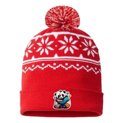 Panda Bear Hugs Love USA-Made Snowflake Beanie