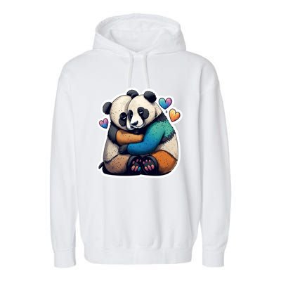 Panda Bear Hugs Love Garment-Dyed Fleece Hoodie