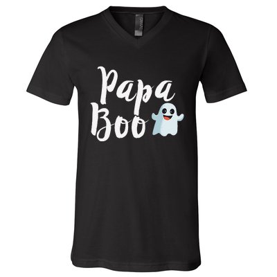 Papa Boo Halloween Family Matching Ghost Dad V-Neck T-Shirt