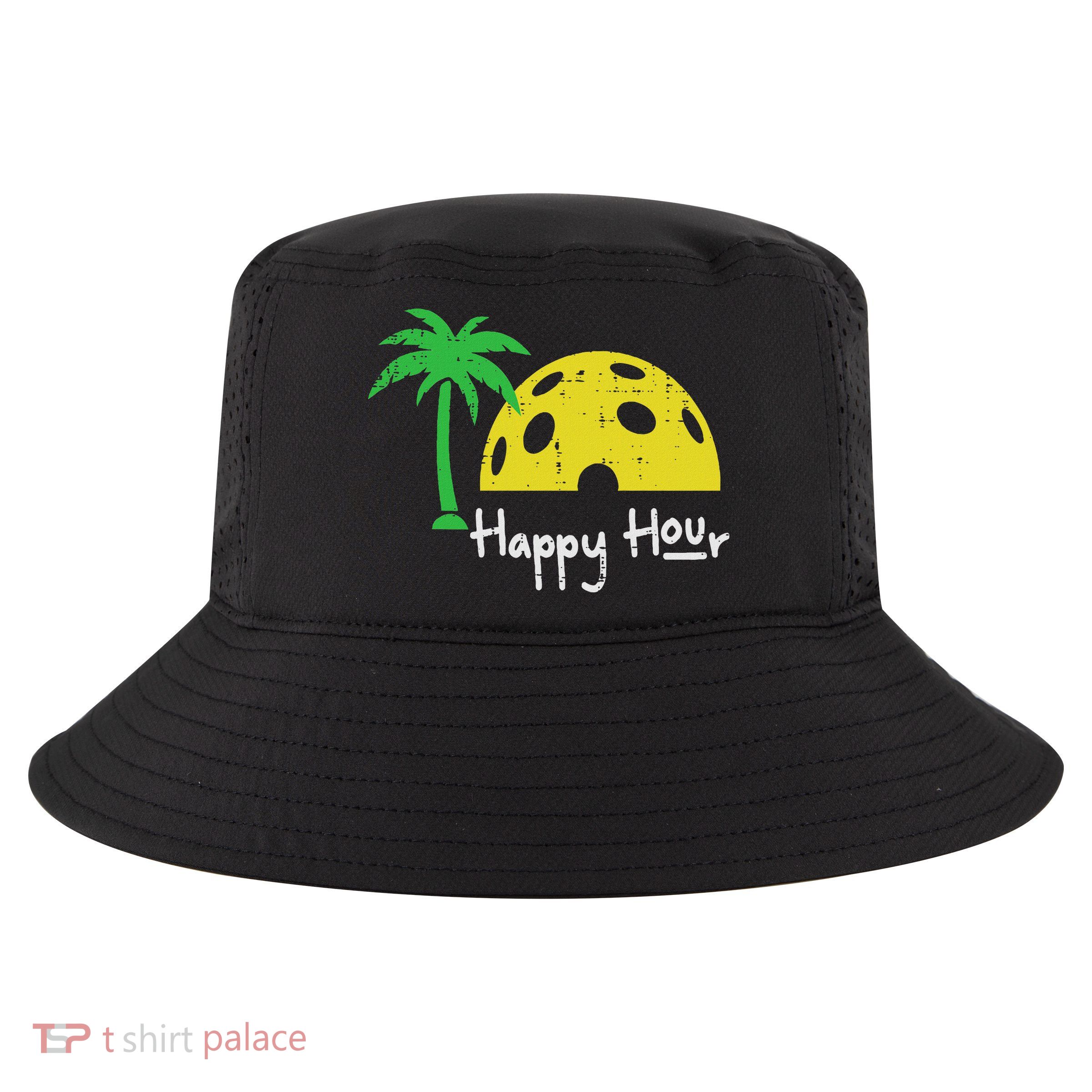 Pickle Ball Happy Hour Palm Tree Pickleball Women Cool Comfort Performance Bucket Hat