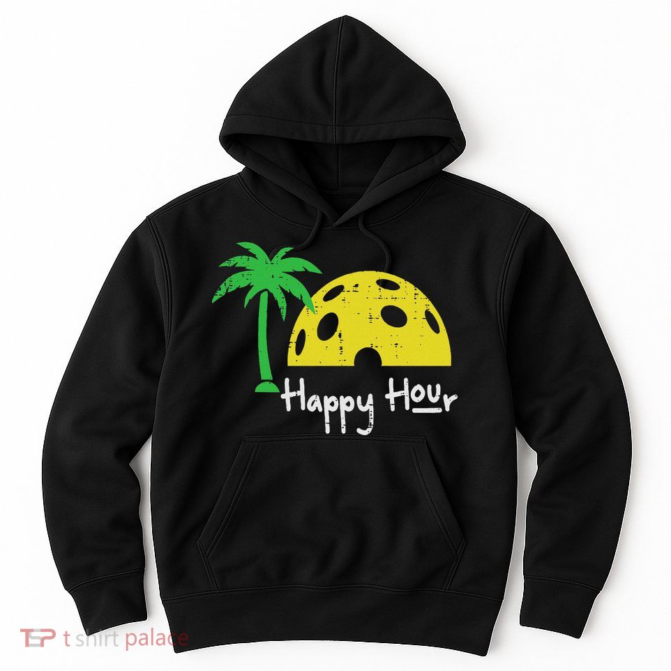 Pickle Ball Happy Hour Palm Tree Pickleball Women Hoodie