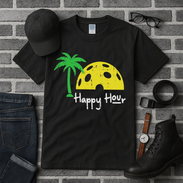 Pickle Ball Happy Hour Palm Tree Pickleball Women Tall T-Shirt