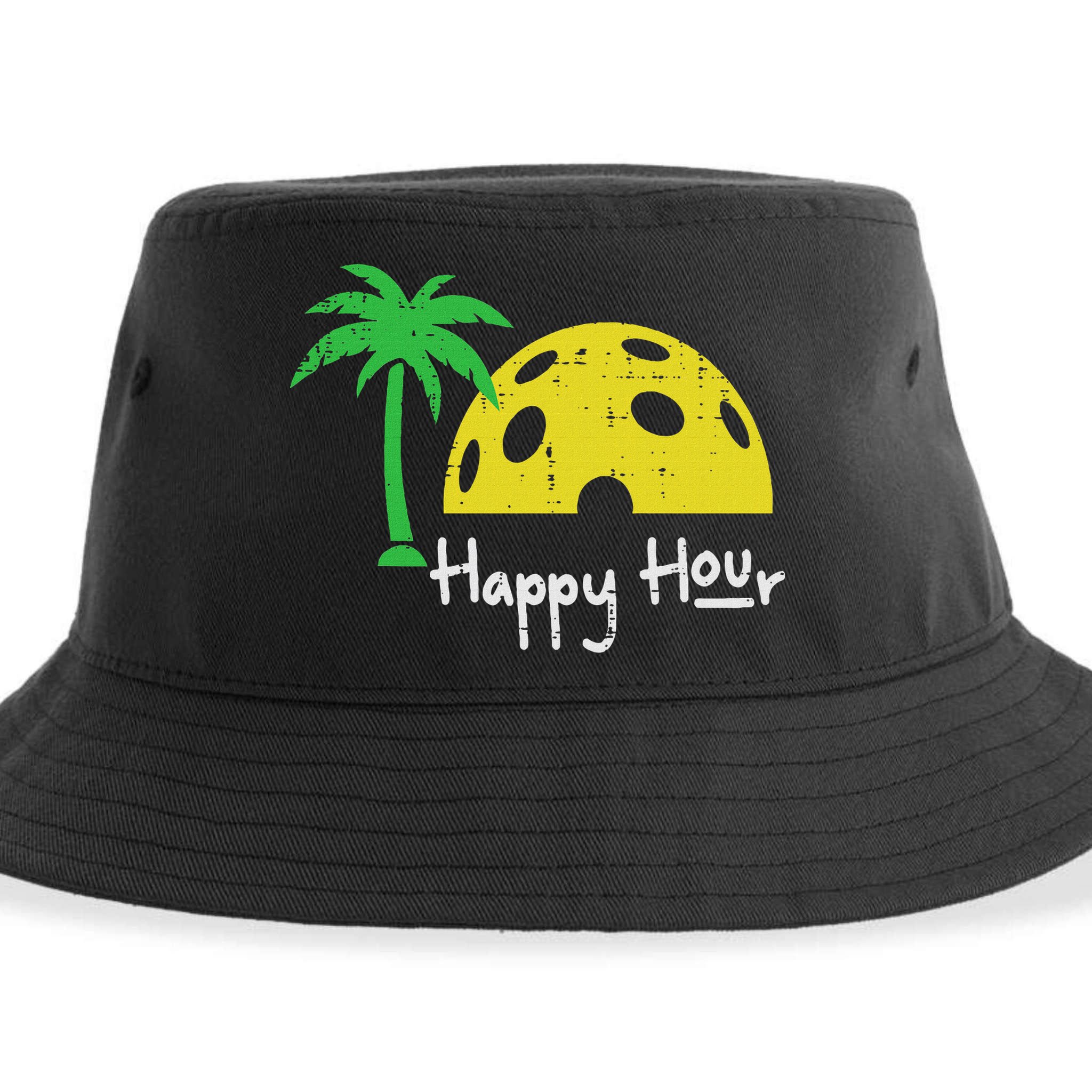 Pickle Ball Happy Hour Palm Tree Pickleball Women Sustainable Bucket Hat