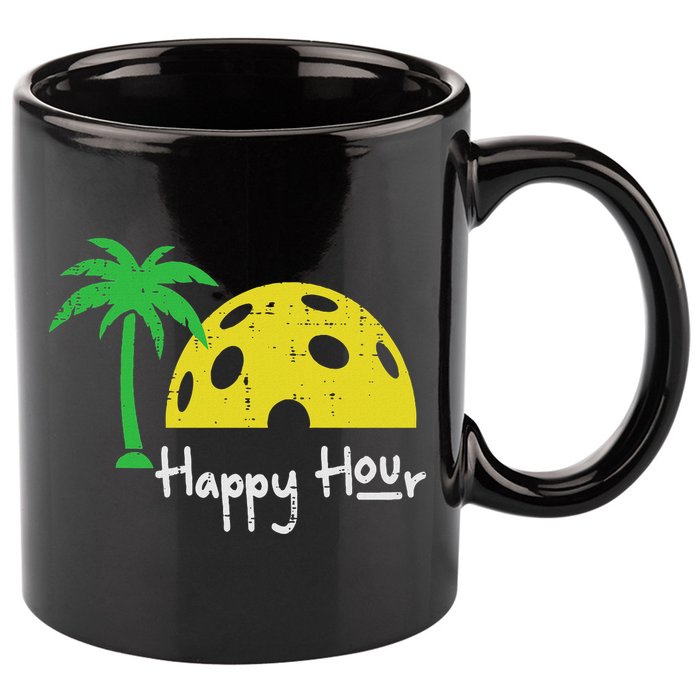 Pickle Ball Happy Hour Palm Tree Pickleball Women 11oz C Handle Ceramic Mug