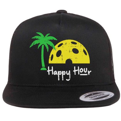 Pickle Ball Happy Hour Palm Tree Pickleball Women Flatbill Hat