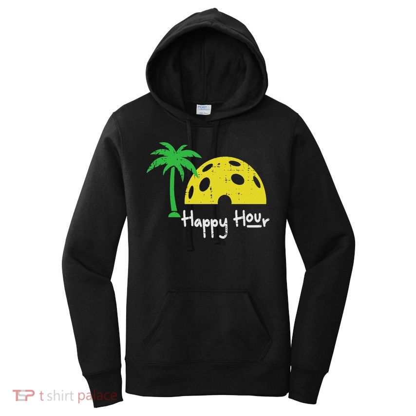 Pickle Ball Happy Hour Palm Tree Pickleball Women Women's Pullover Hoodie
