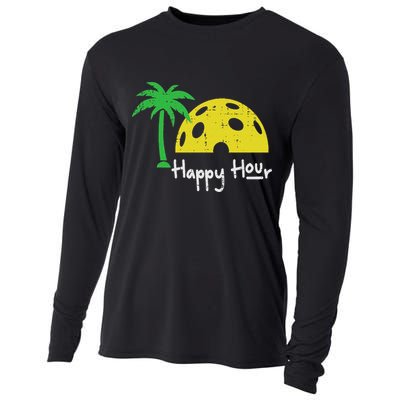 Pickle Ball Happy Hour Palm Tree Pickleball Women Cooling Performance Long Sleeve Crew