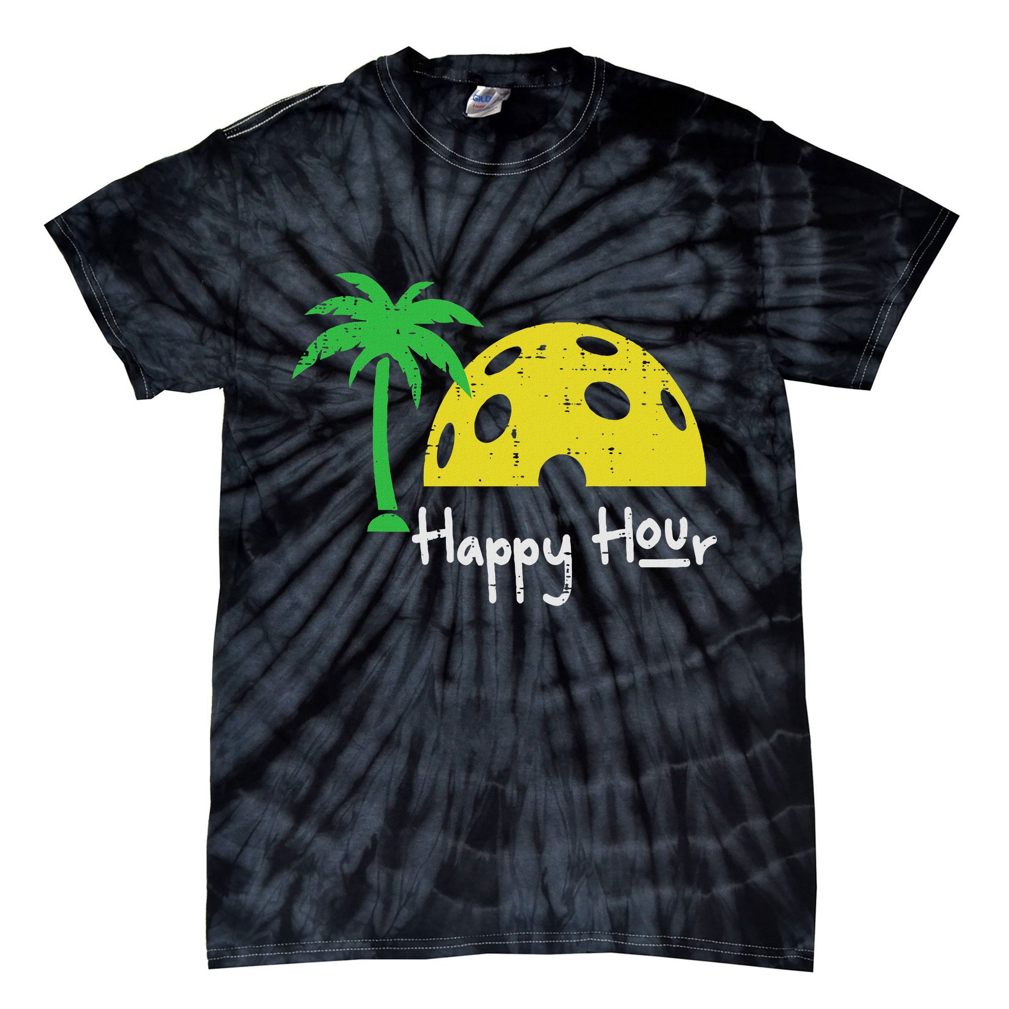 Pickle Ball Happy Hour Palm Tree Pickleball Women Tie-Dye T-Shirt