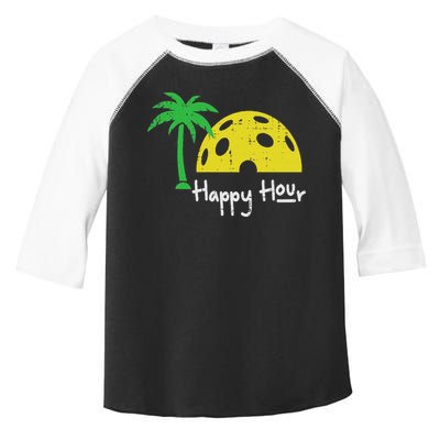 Pickle Ball Happy Hour Palm Tree Pickleball Women Toddler Fine Jersey T-Shirt