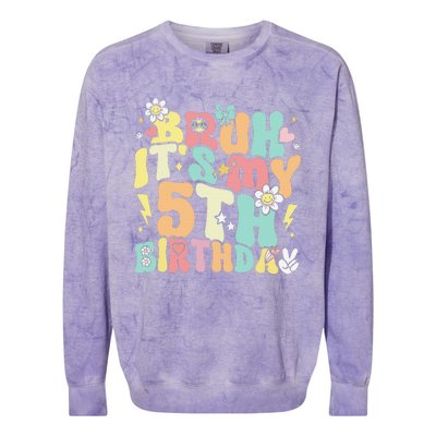 Pastel Bruh ItS My 5th Birthday 5 Year Old Birthday Colorblast Crewneck Sweatshirt