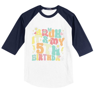 Pastel Bruh ItS My 5th Birthday 5 Year Old Birthday Baseball Sleeve Shirt