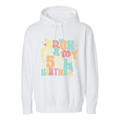 Pastel Bruh ItS My 5th Birthday 5 Year Old Birthday Garment-Dyed Fleece Hoodie