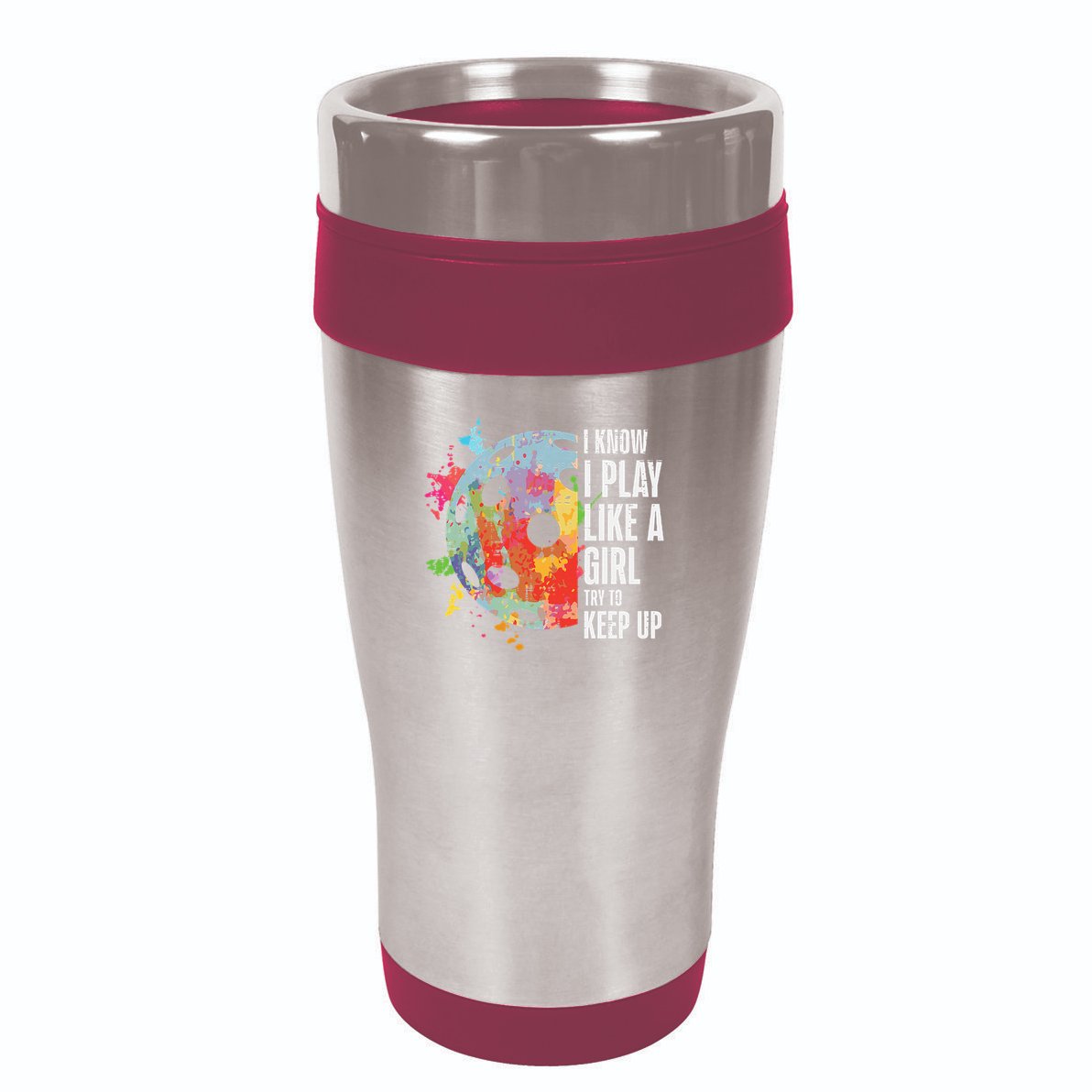 Pickle Ball I Play Like A Girl Pickleball Women Girls Kids 16oz Travel Tumbler