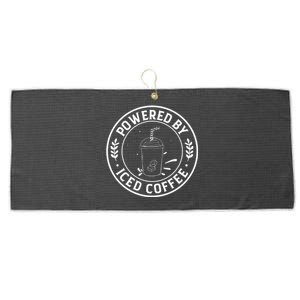 Powered By Iced Coffee Large Microfiber Waffle Golf Towel