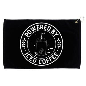 Powered By Iced Coffee Grommeted Golf Towel