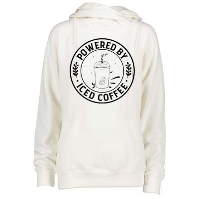 Powered By Iced Coffee Womens Funnel Neck Pullover Hood