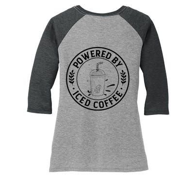 Powered By Iced Coffee Women's Tri-Blend 3/4-Sleeve Raglan Shirt