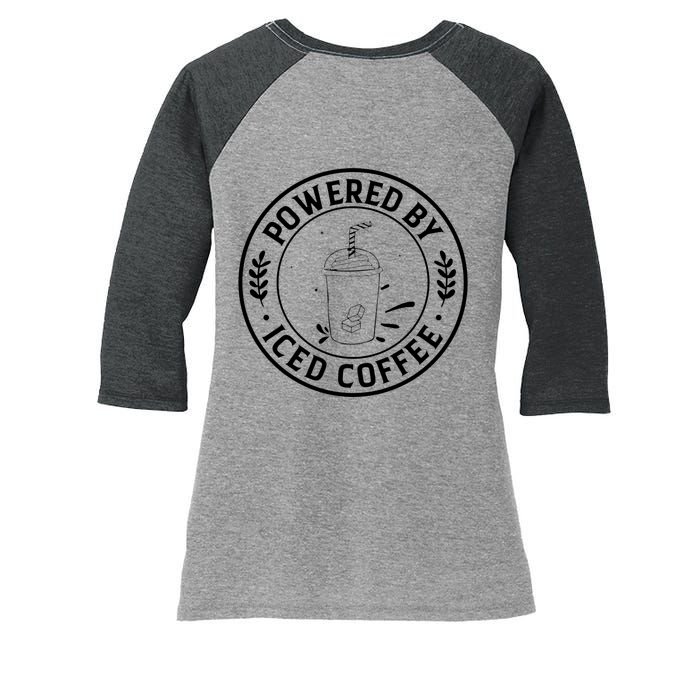 Powered By Iced Coffee Women's Tri-Blend 3/4-Sleeve Raglan Shirt