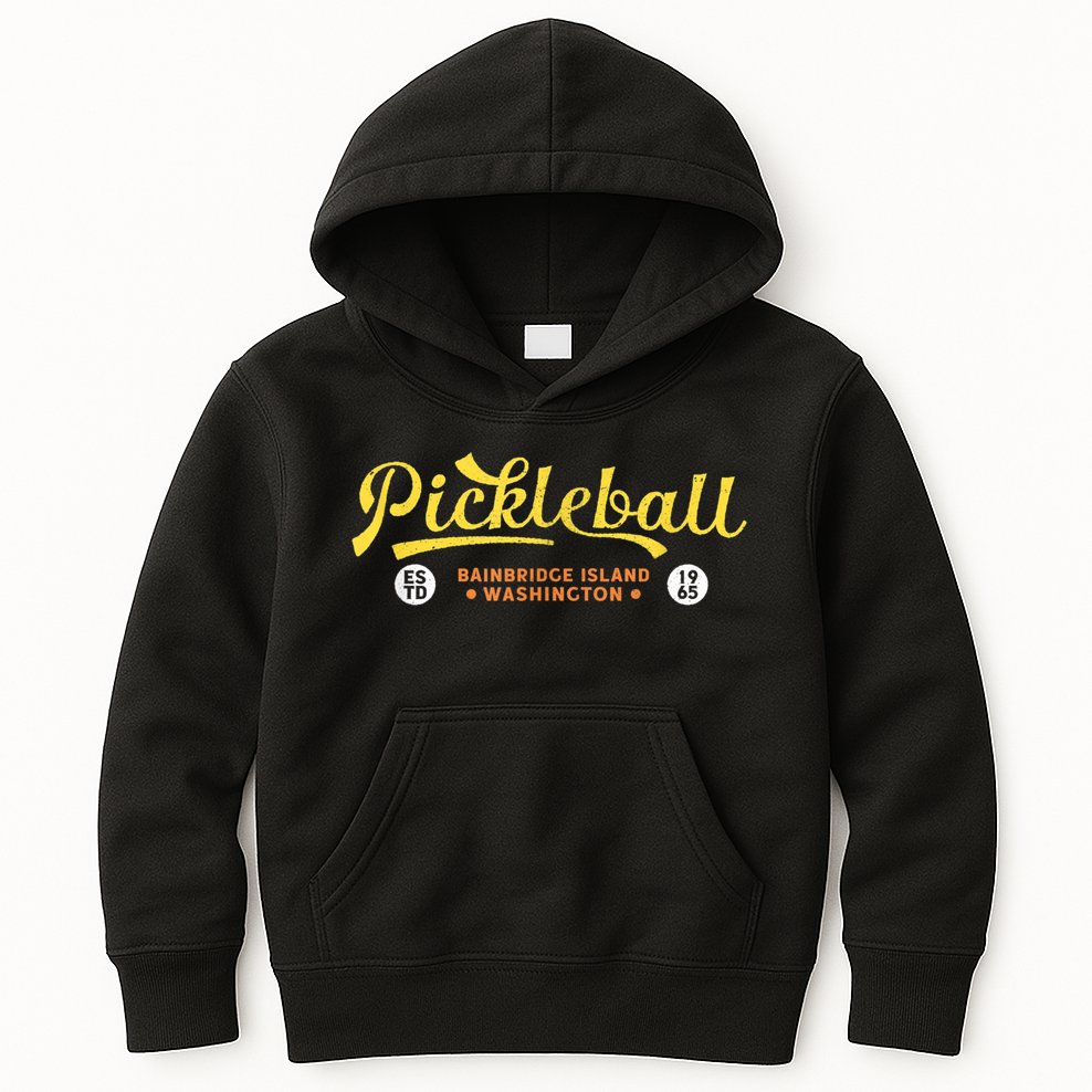 Pickleball Bainbridge Island 1965 – Vintage Pickleball Kids Hoodie