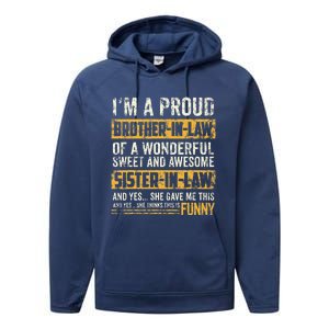 Proud Brother In Law Fathers Day Tee From Sister In Law Performance Fleece Hoodie