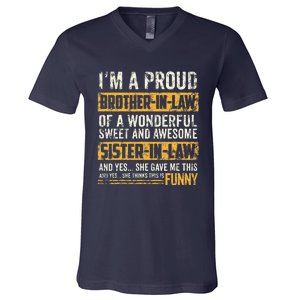 Proud Brother In Law Fathers Day Tee From Sister In Law V-Neck T-Shirt