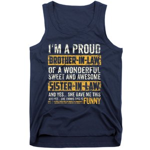 Proud Brother In Law Fathers Day Tee From Sister In Law Tank Top