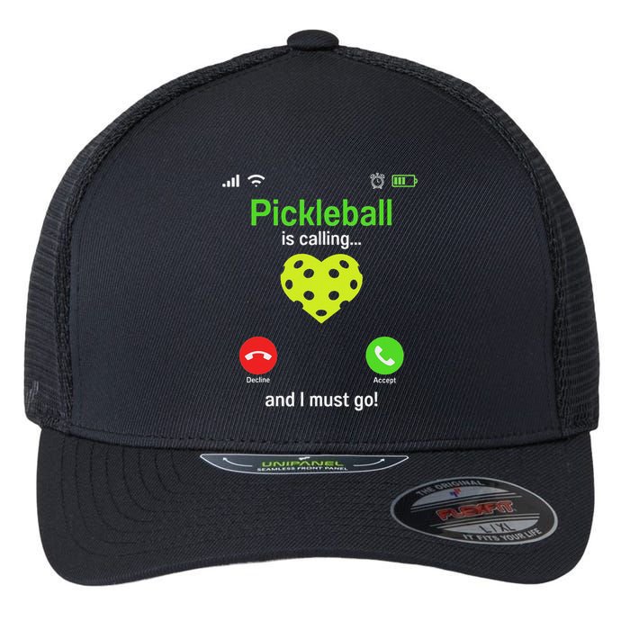 Pickle Ball Is Calling Team Gear & Player Funny Pickleball Flexfit Unipanel Trucker Cap