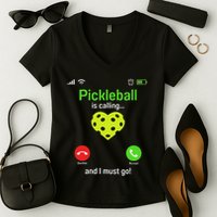 Pickle Ball Is Calling Team Gear & Player Funny Pickleball Women's V-Neck T-Shirt