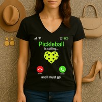 Pickle Ball Is Calling Team Gear & Player Funny Pickleball Women's V-Neck T-Shirt
