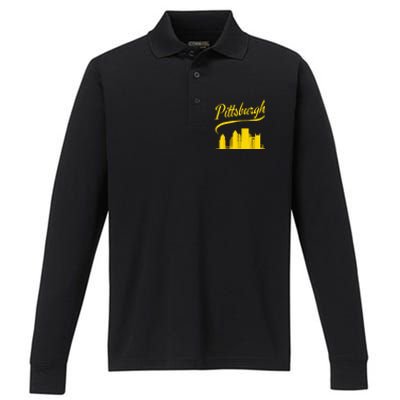 Pittsburgh Born In PA From PGH Pennsylvania Burgh Mom Dad Performance Long Sleeve Polo