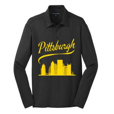 Pittsburgh Born In PA From PGH Pennsylvania Burgh Mom Dad Silk Touch Performance Long Sleeve Polo