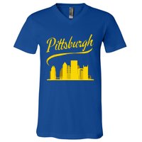 Pittsburgh Born In PA From PGH Pennsylvania Burgh Mom Dad V-Neck T-Shirt