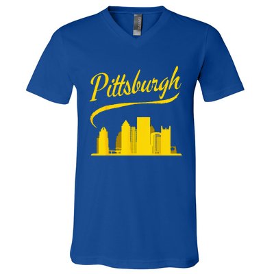 Pittsburgh Born In PA From PGH Pennsylvania Burgh Mom Dad V-Neck T-Shirt