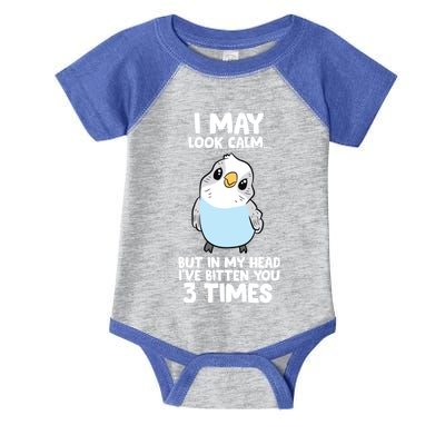 Parakeet Bird In My Head IVe Bitten You 3 Times Budgie Bird Infant Baby Jersey Bodysuit