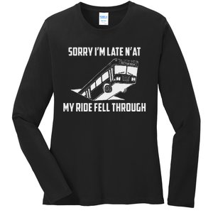 Pittsburgh Bus In Sinkhole In Downtown Funny Bus Pittsburgh Ladies Long Sleeve Shirt